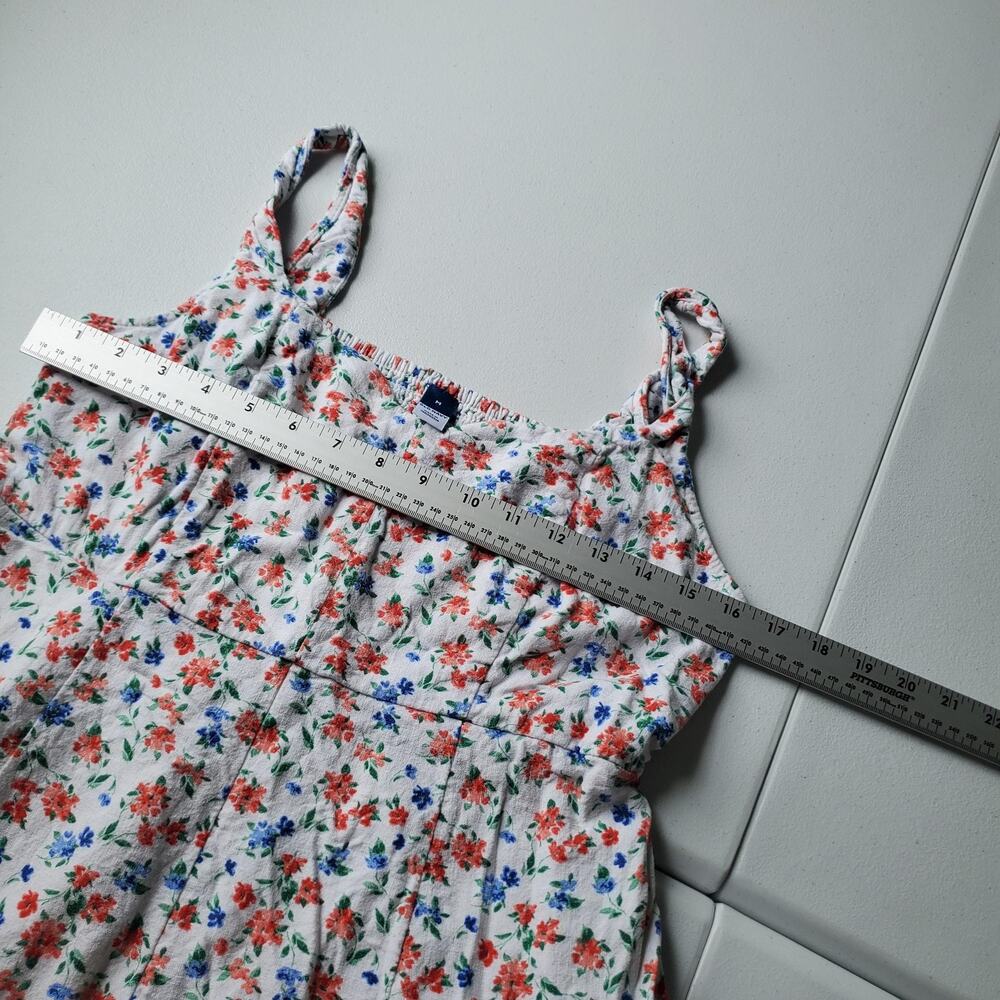 Old Navy Dress Womens M White Floral Linen Smocked Maxi Sundress Summer - Picture 6 of 11